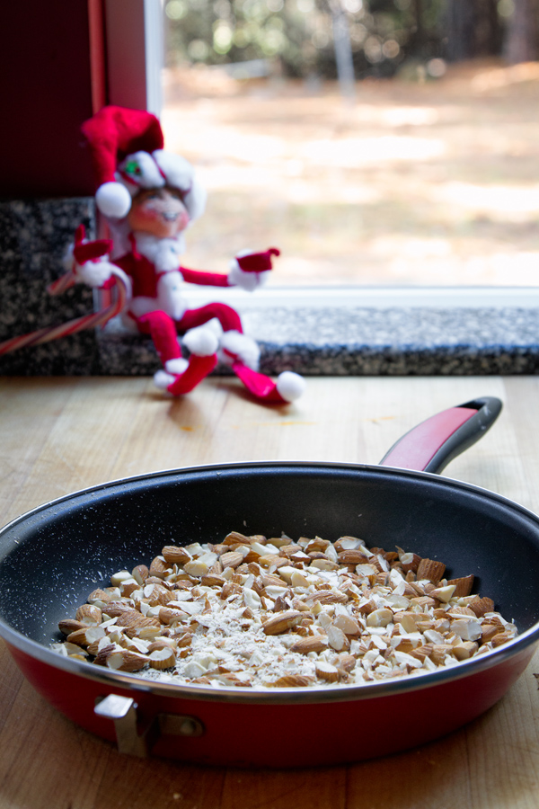 Almonds rough chopped and toasted.