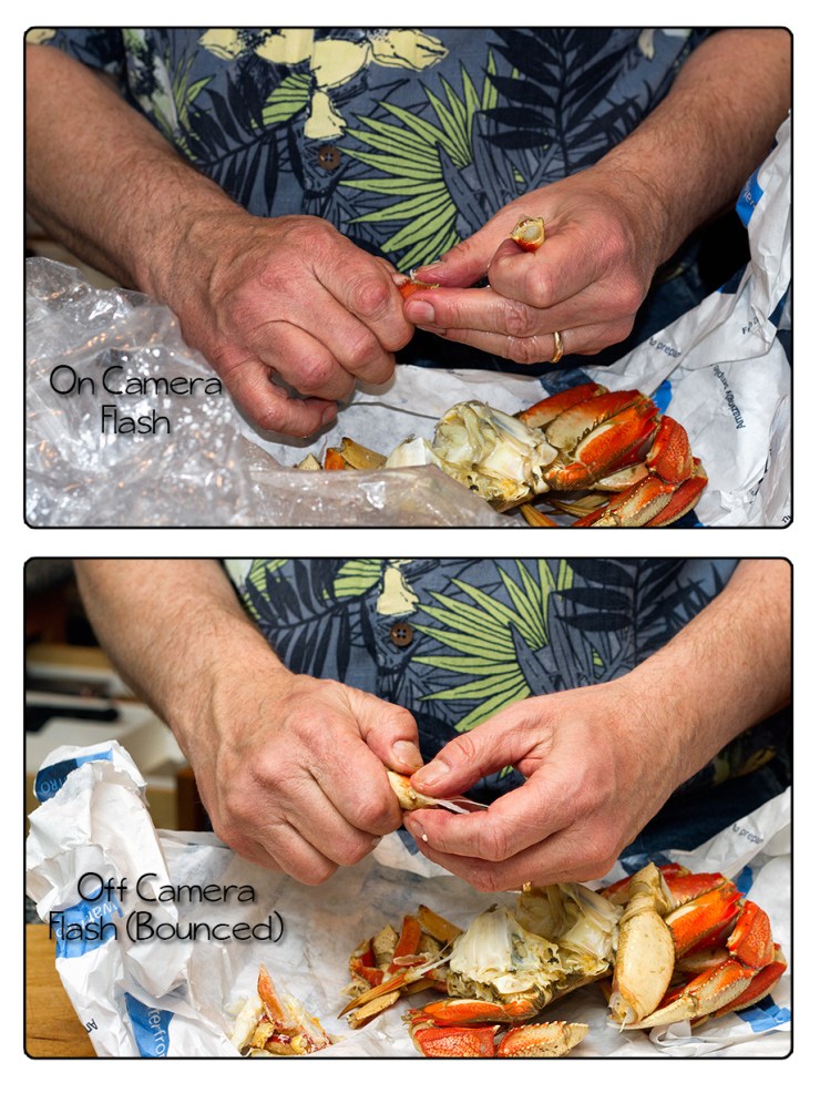 on off camera flash crab