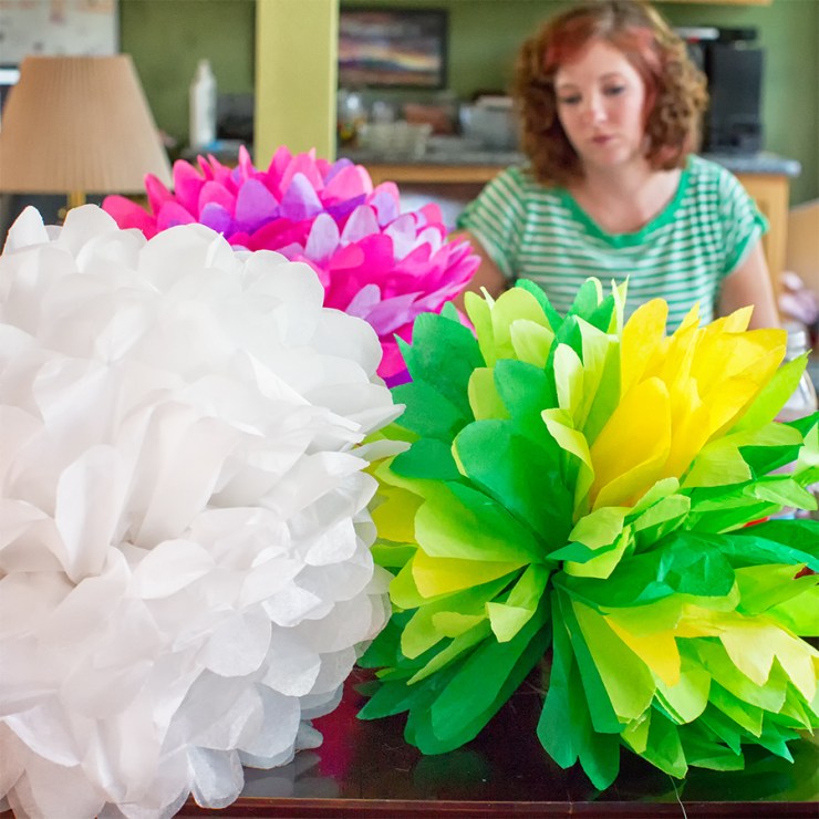 Amber making paper flowers