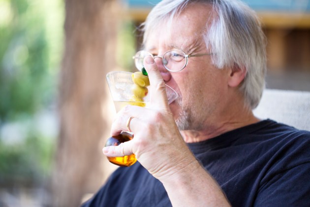 Relaxing outside with martinis