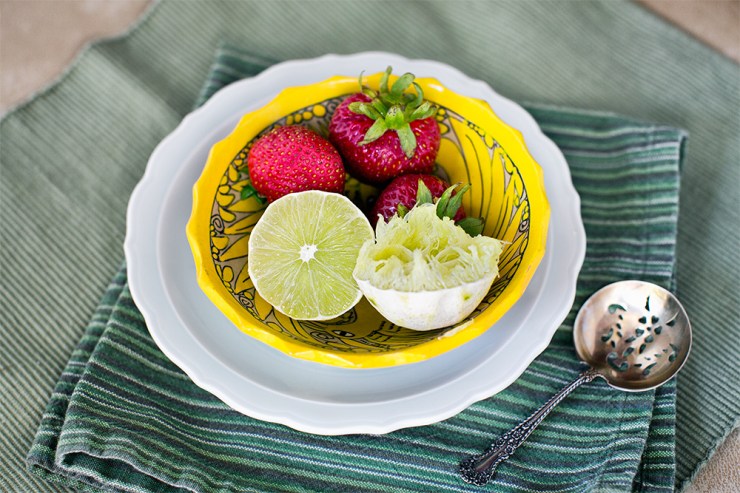 Strawberries and Lime together and in love