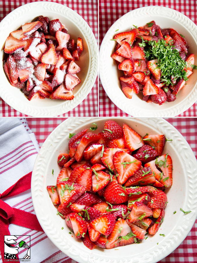 Macerated basil strawberries