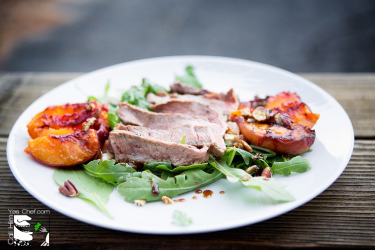 Grilled Ribeye and Grilled Peach Salad