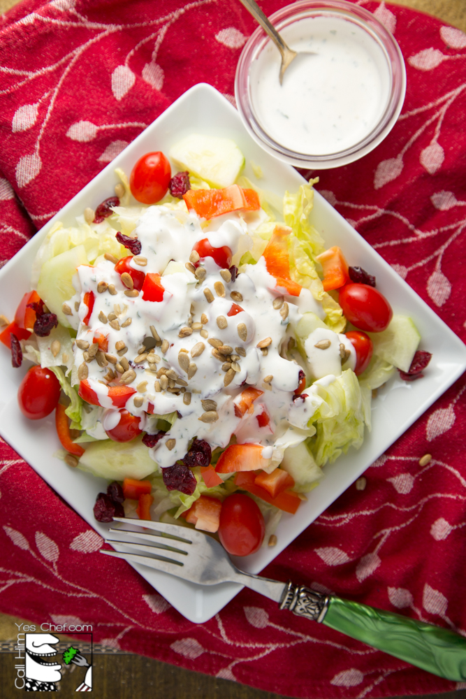 Add a little bowl of dressing on the side so guests can serve themselves.