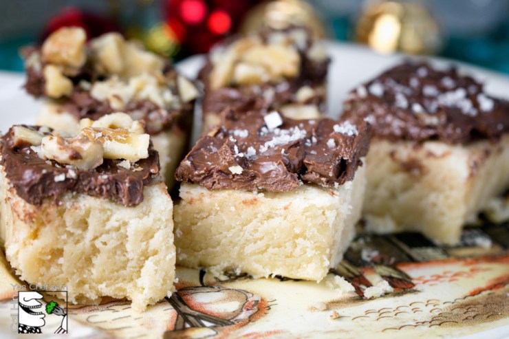 Close up of tender shortbread cookies