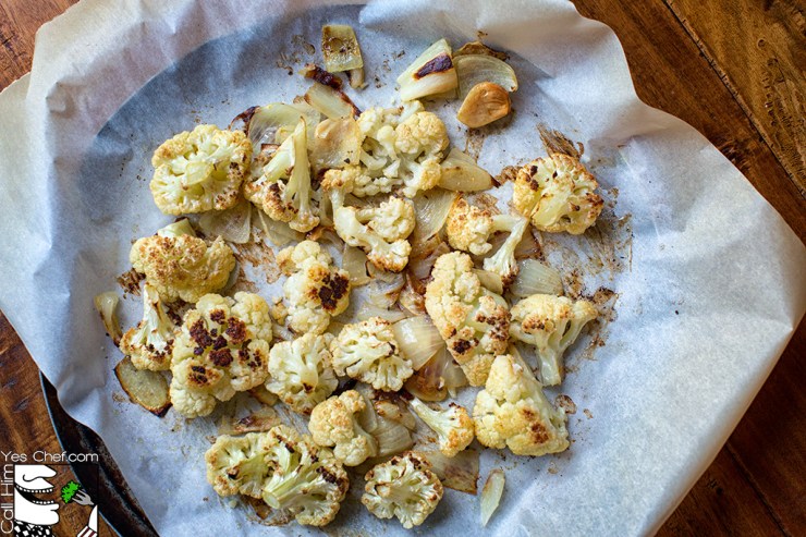 Roasted cauliflower, onion and garlic