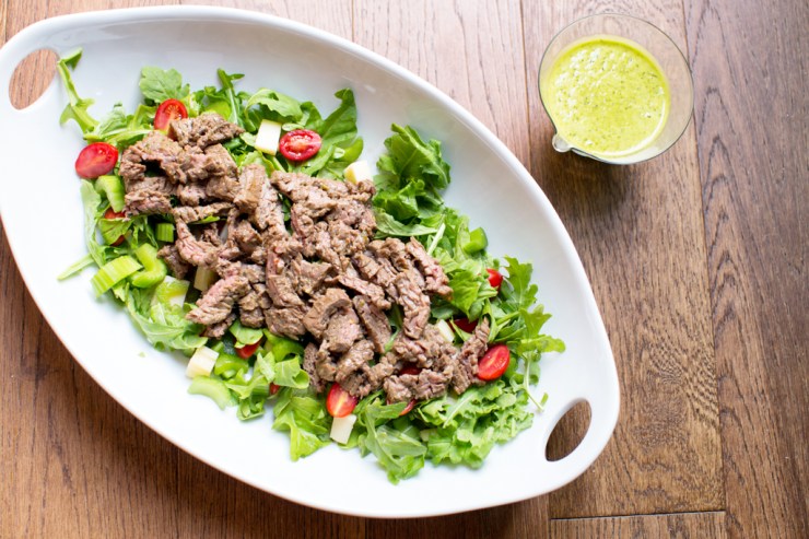 My version of the marinated skirt steak salad