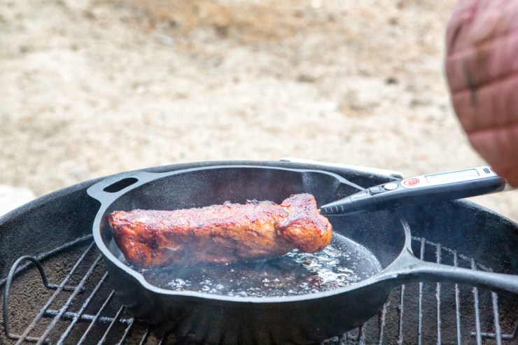 Cooking pork on the grill.  Use a meat thermometer