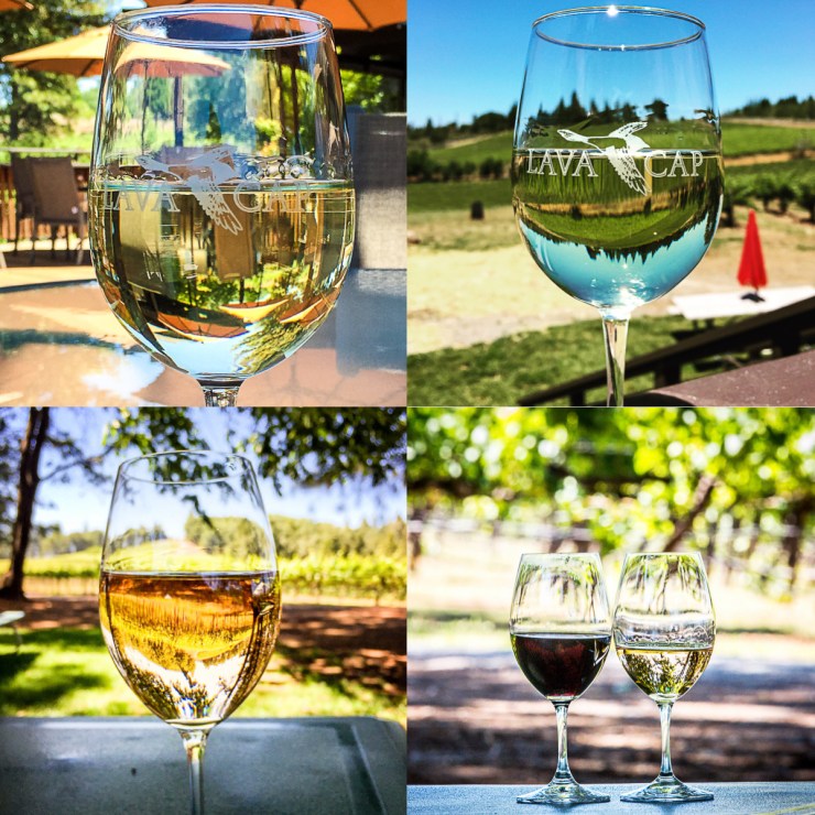 Experimenting with Wine glass art at Lava Cap Winery and Sierra Vista Winery