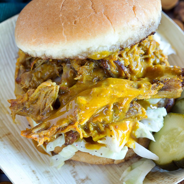Pulled Pork with pickles and slaw