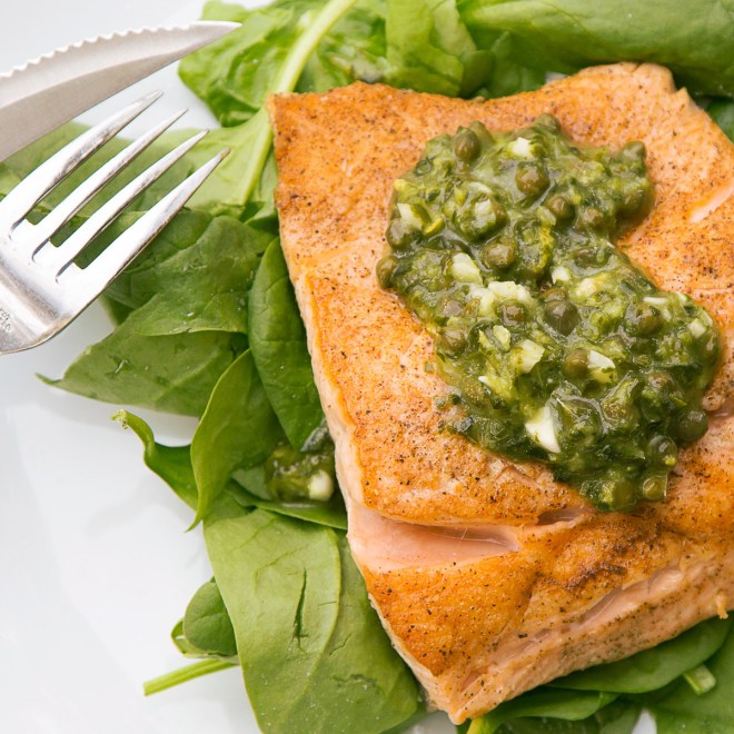 Salmon with Lemon, Basil and Caper Sauce 3